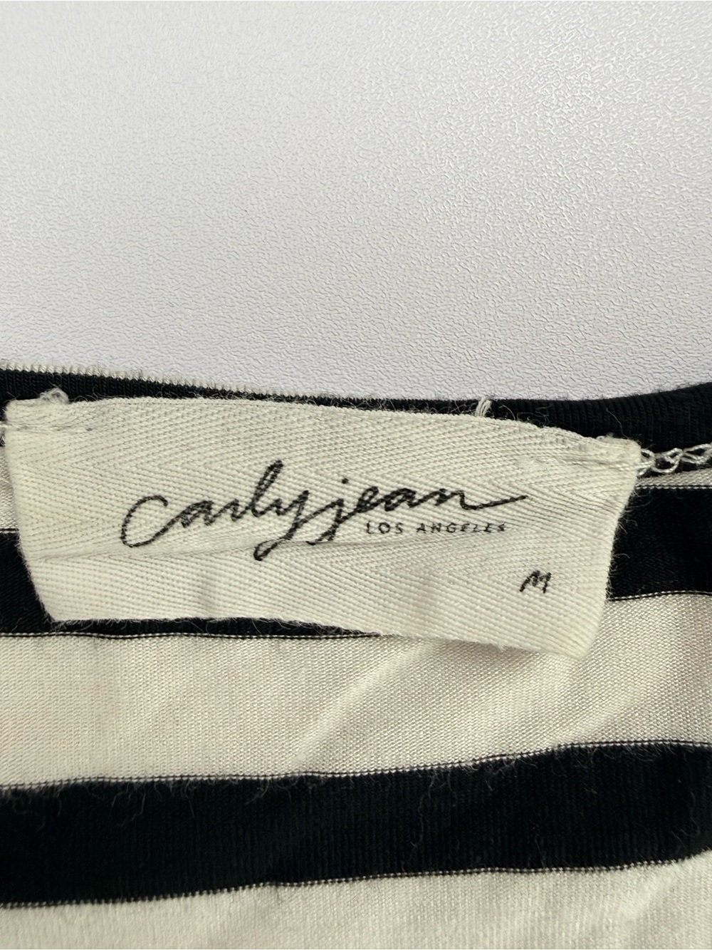 Carly Jean Los Angeles Black White Striped V Neck Dolman Sleeve Modal Top Medium - Picture 6 of 8